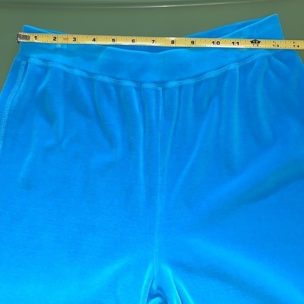 Saks Fifth Ave. Real Clothes Aqua Blue Velour High Waisted Pants Sz. S - Picture 13 of 17